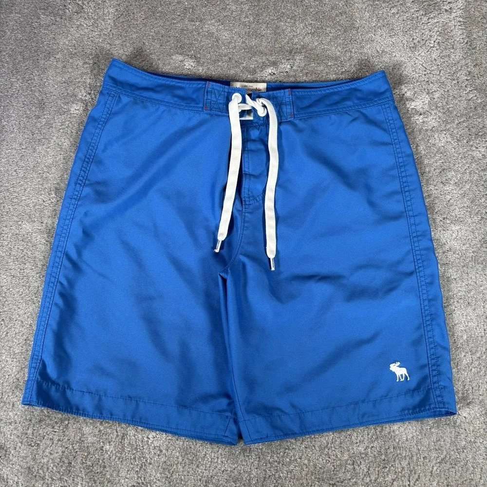 Abercrombie & Fitch Board Shorts Mens L Blue Unlined Swim Trunks Surf Y2K‎